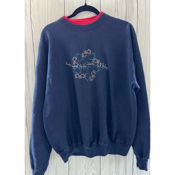 Vintage Blue Angel  Peace Cottage Style Sweatshirt Size XL - Picture 1 of 6